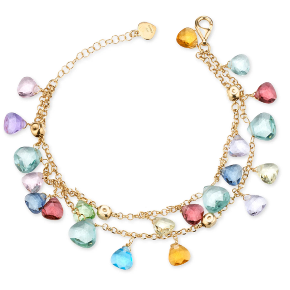 Bracciale a catena Dvccio in argento dorato 24 kt quarzi colorati