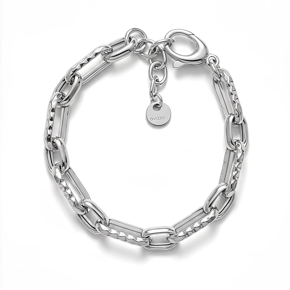 Bracciale a catena Dvccio in argento oro bianco 24 kt 