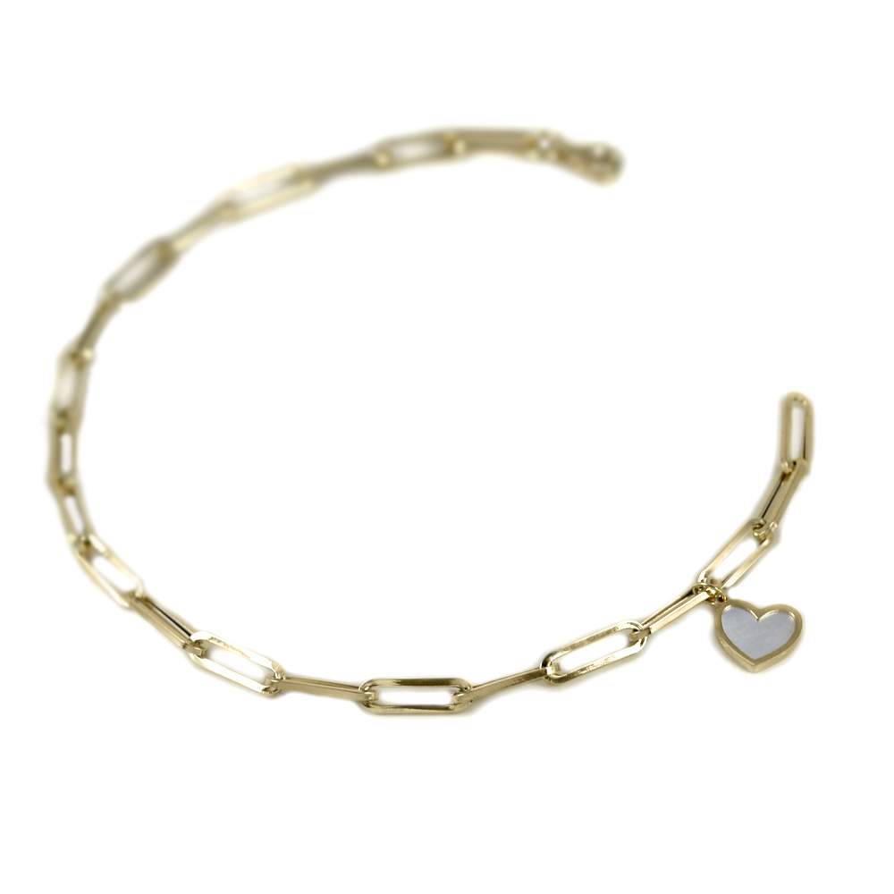 Bracciale a catena in oro con cuore in madreperla