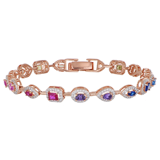 Bracciale Arcobaleno Rainbow in argento rosa e Zirconi Cuori Milano