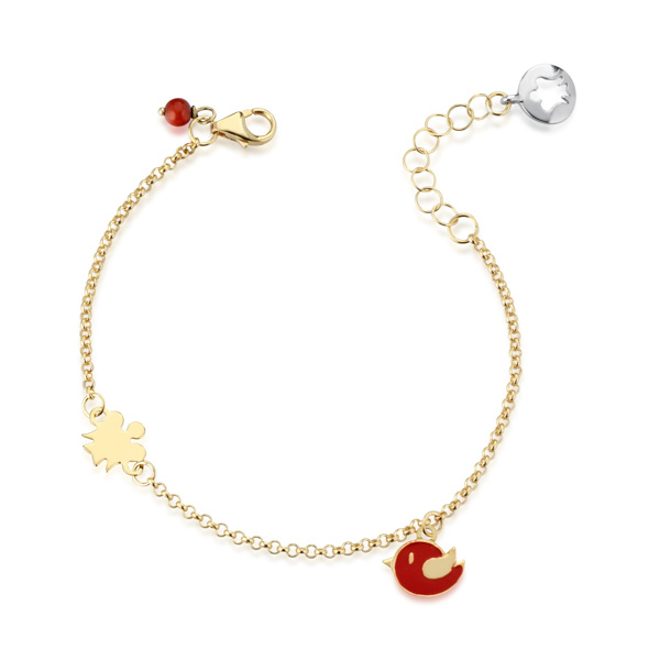 Bracciale Bambino Roberto Giannotti in oro 9kt Angioletto e Uccellino NKT249