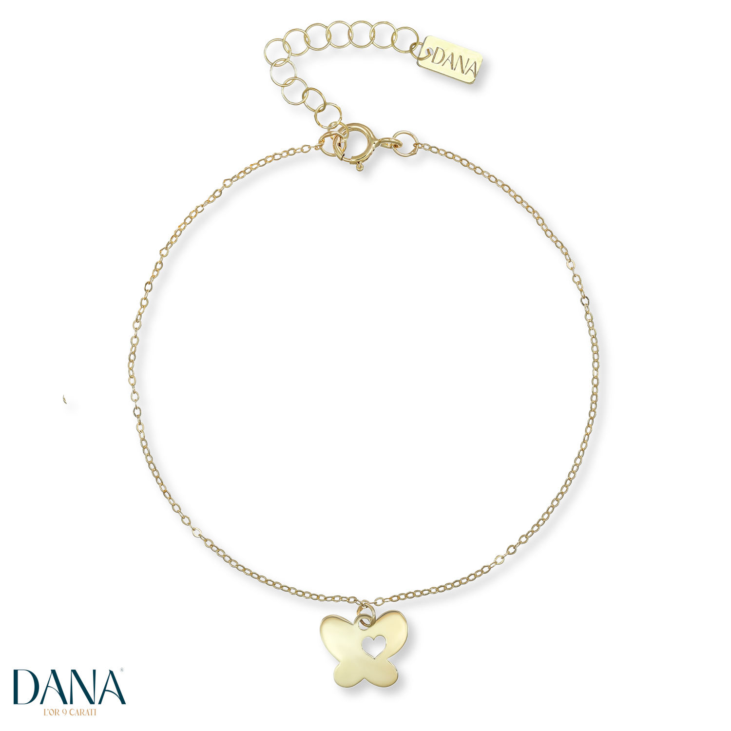 Bracciale con farfalla in oro 9 kt