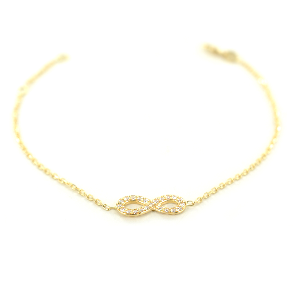 Bracciale con infinito in oro giallo e zirconi - braccialetto infinity