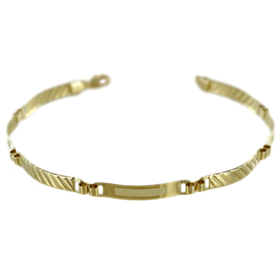 Bracciale con piastre targhe rettangolari da uomo oro giallo 20 cm