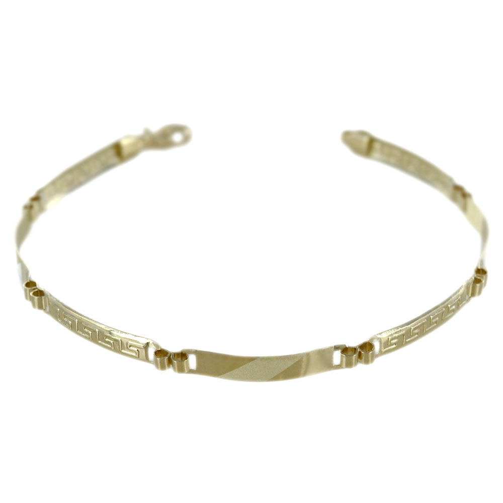 Bracciale con piastre targhe rettangolari da uomo oro giallo 20 cm