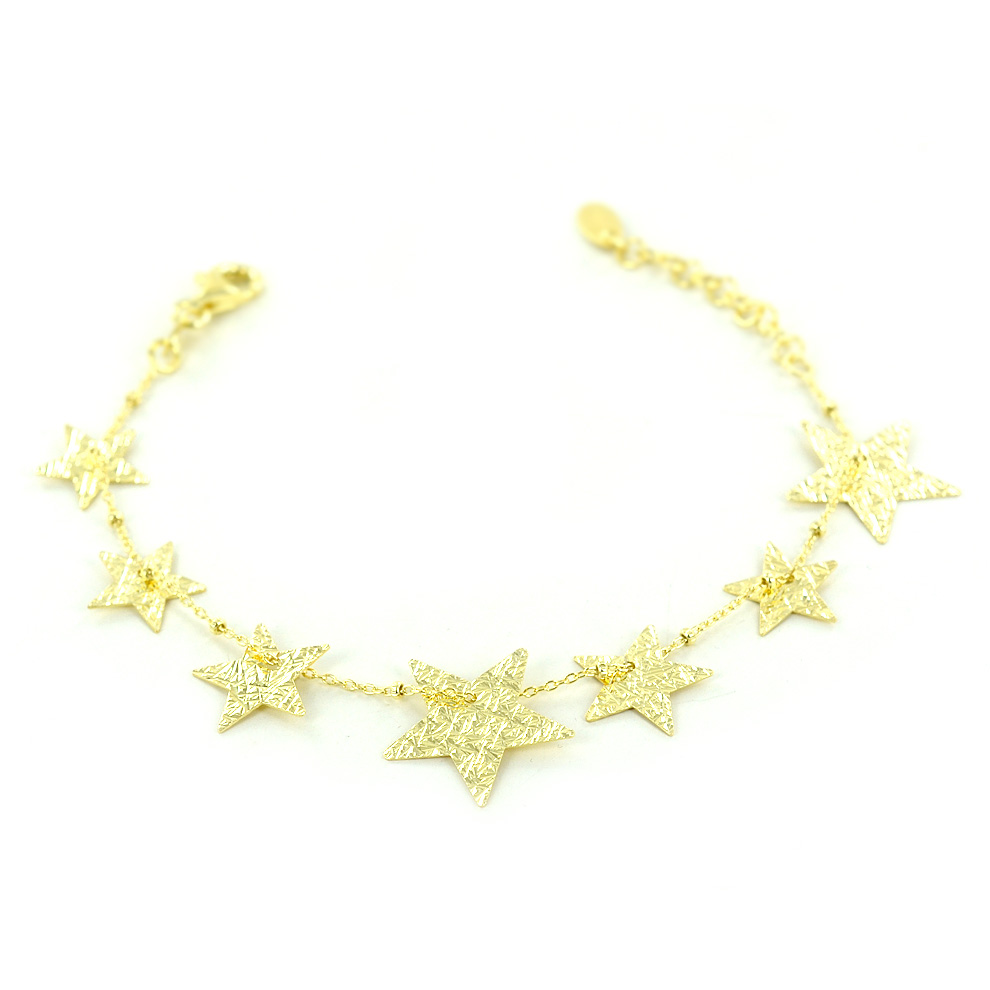 Bracciale con stelle in argento dorato collezione Shiny