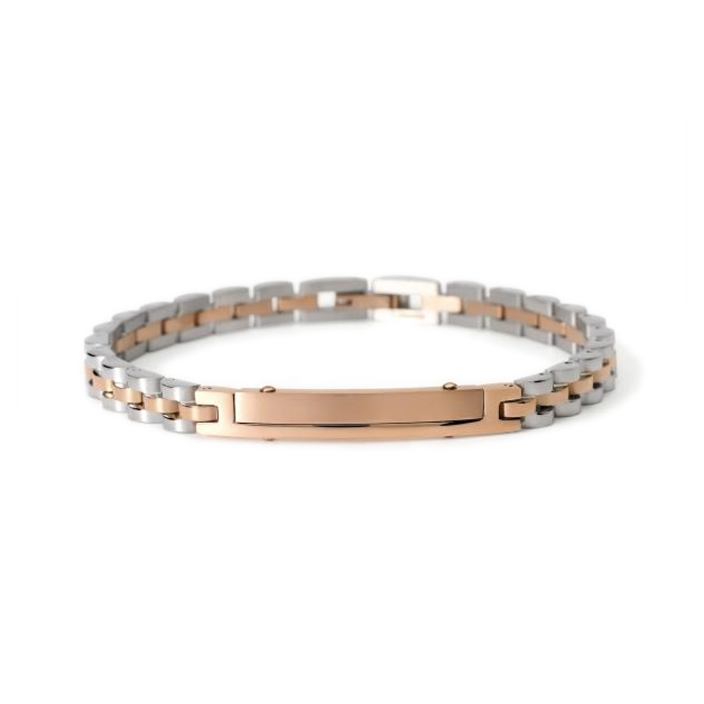 Bracciale con targa da uomo 2Jewels acciaio e PVD rosa 232558