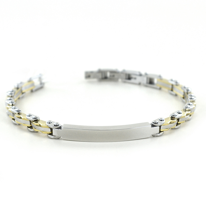 Bracciale con targa da uomo 2Jewels acciaio oro giallo