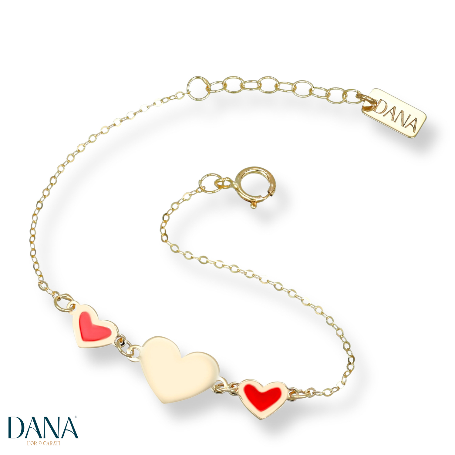 Bracciale da Bambina con cuori in oro 9 kt