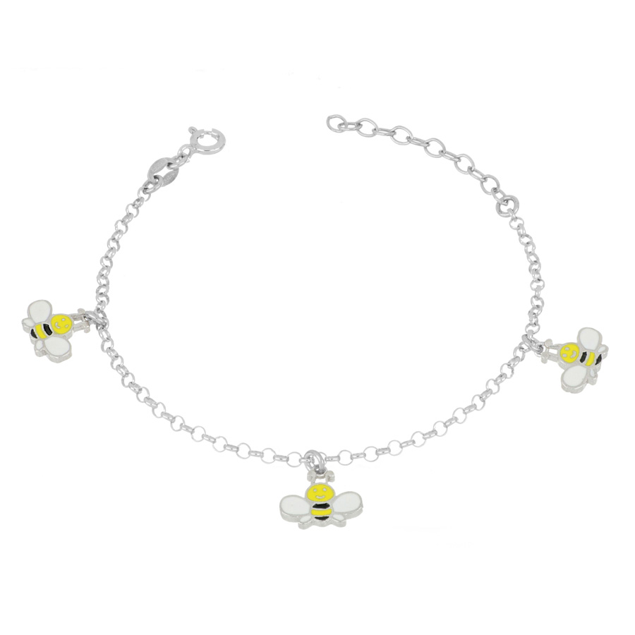 Bracciale da bambina in argento con charms api
