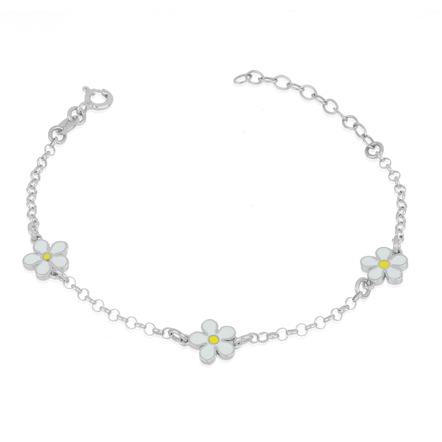Bracciale da bambina in argento con margherite