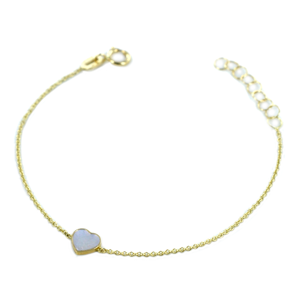 Bracciale da bambina in oro con cuore madreperla