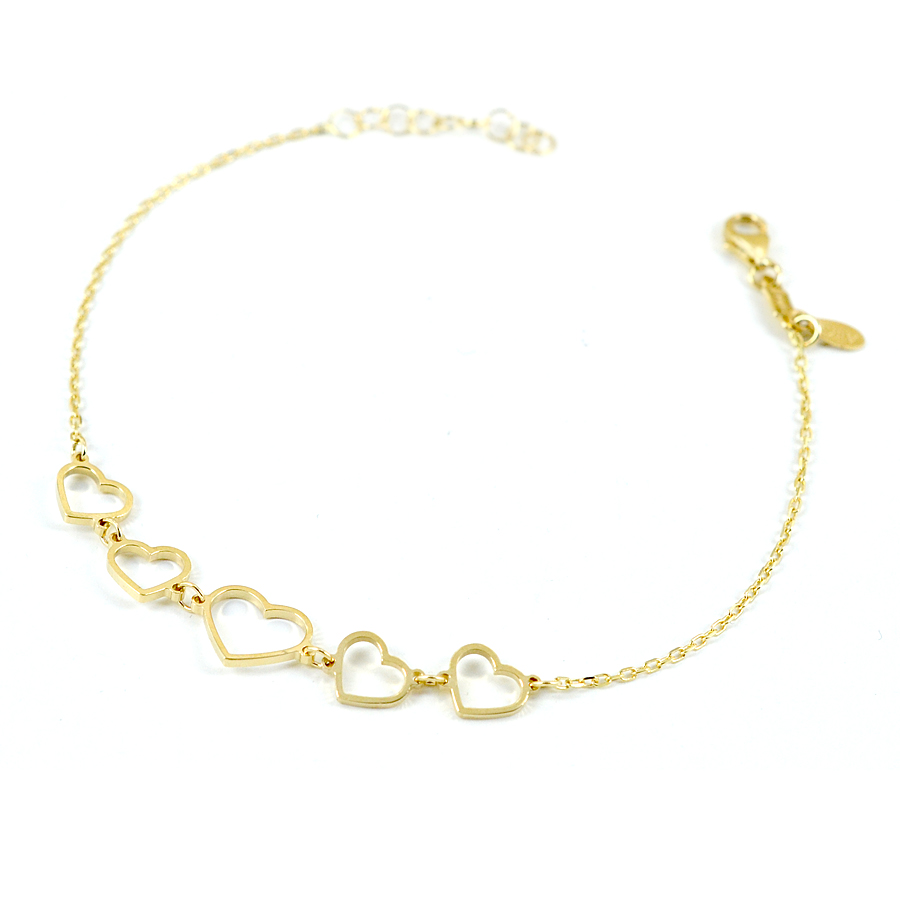 Bracciale da bambina in oro con cuori traforati