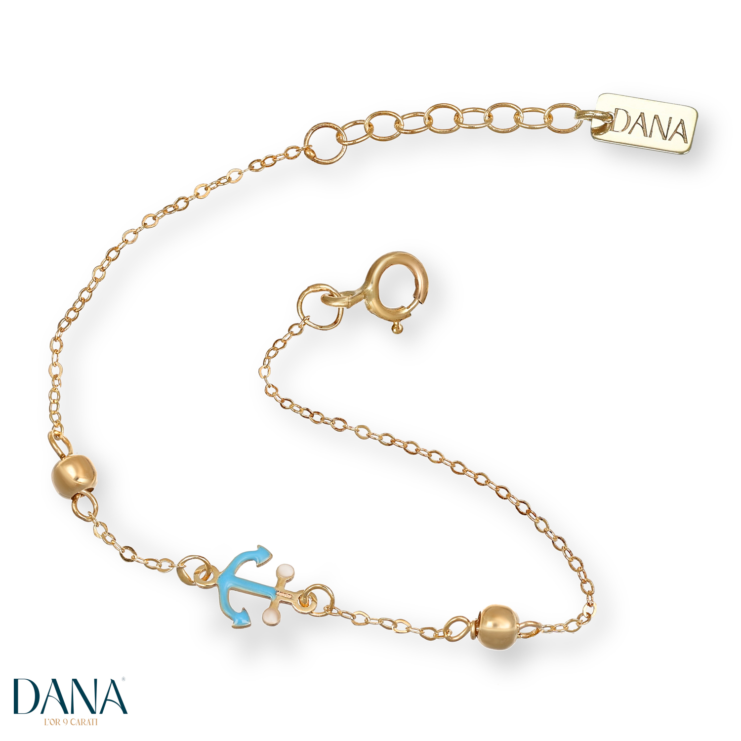 Bracciale da Bambino con ancora smaltata in oro 9 kt