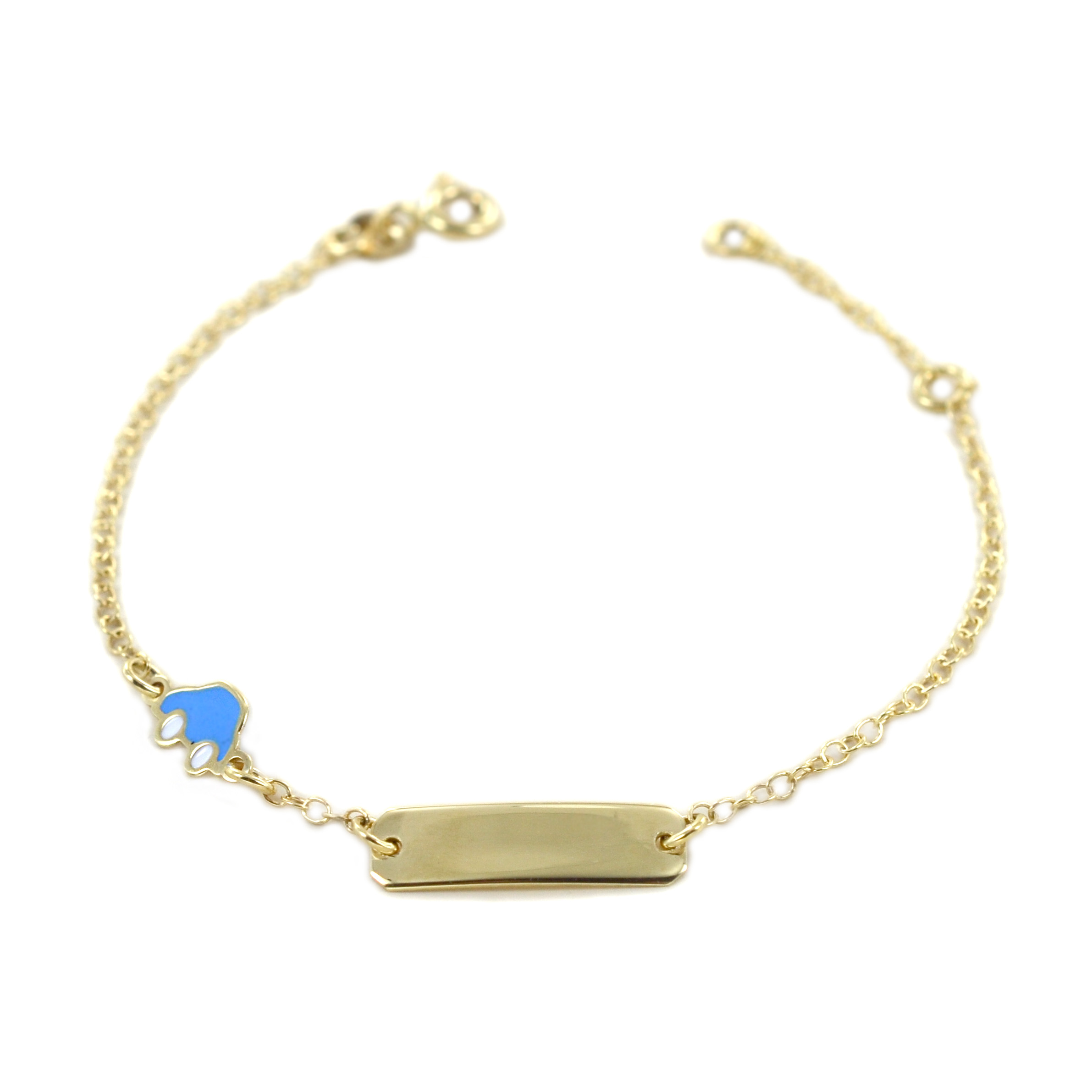 Bracciale da bambino con targhetta in oro 9 kt e macchinina