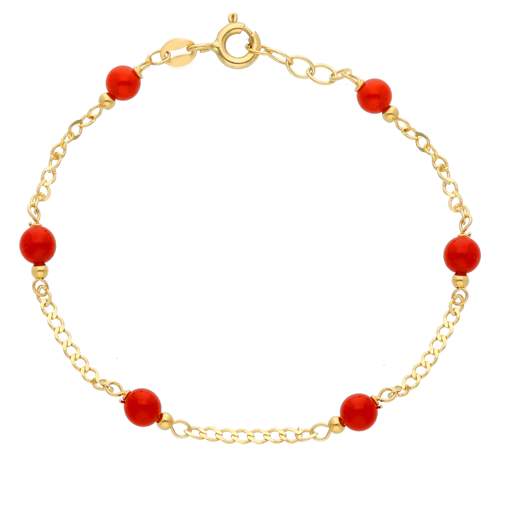 Bracciale da bambino o da bambina in oro giallo con coralli