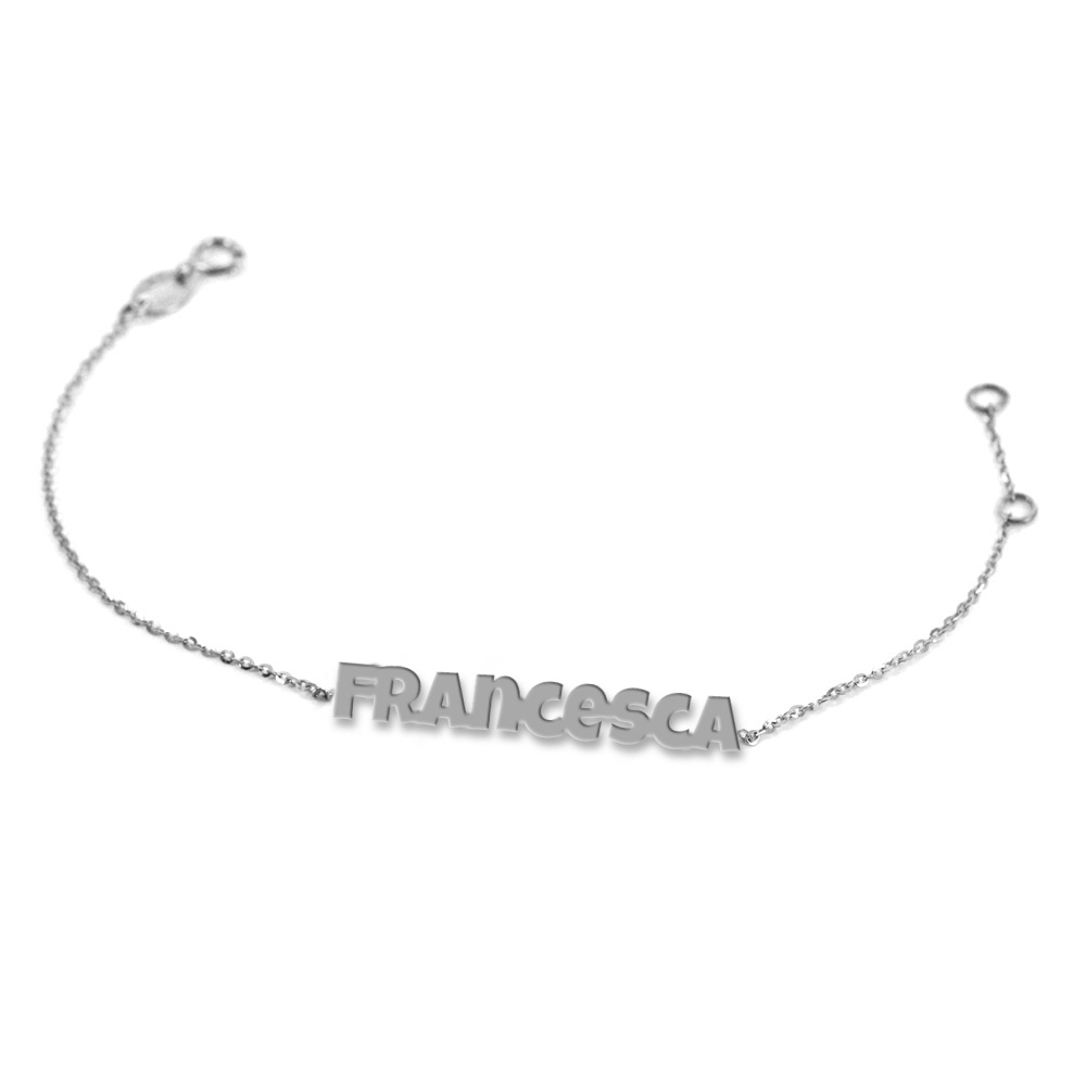 Bracciale da bambino personalizzato con nome in oro bianco