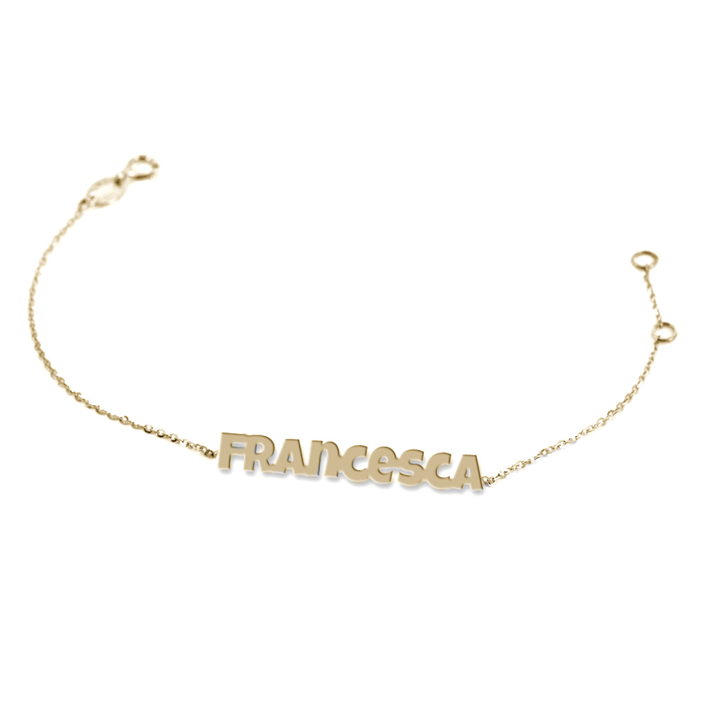 Bracciale da bambino personalizzato con nome in oro giallo