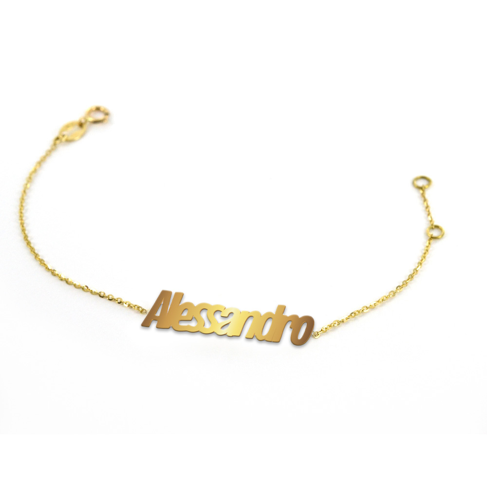 Bracciale da bambino personalizzato con nome in oro giallo