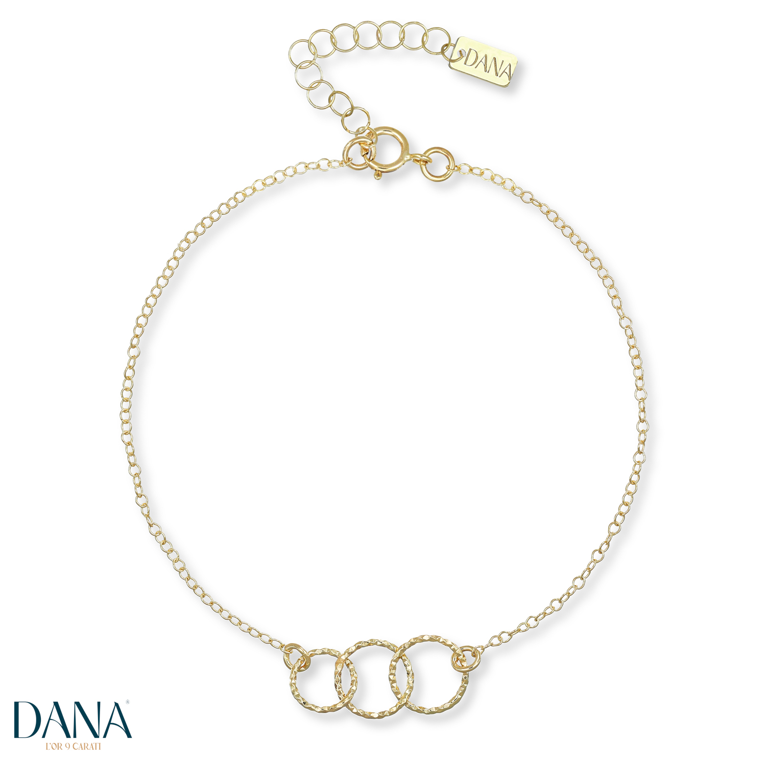 Bracciale da Donna anelli intrecciati in oro 9 kt