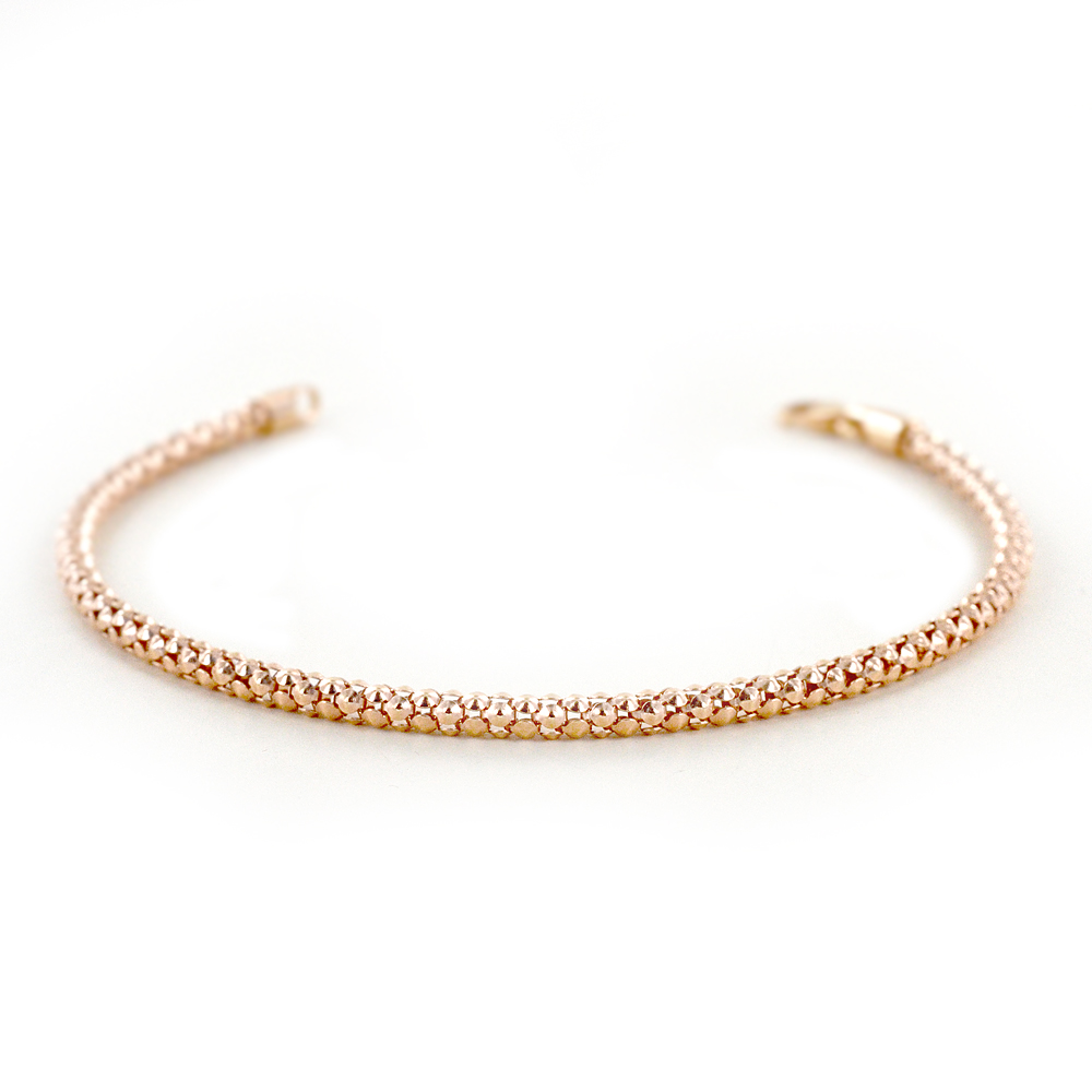 Bracciale da donna in oro rosa maglia chicco di riso