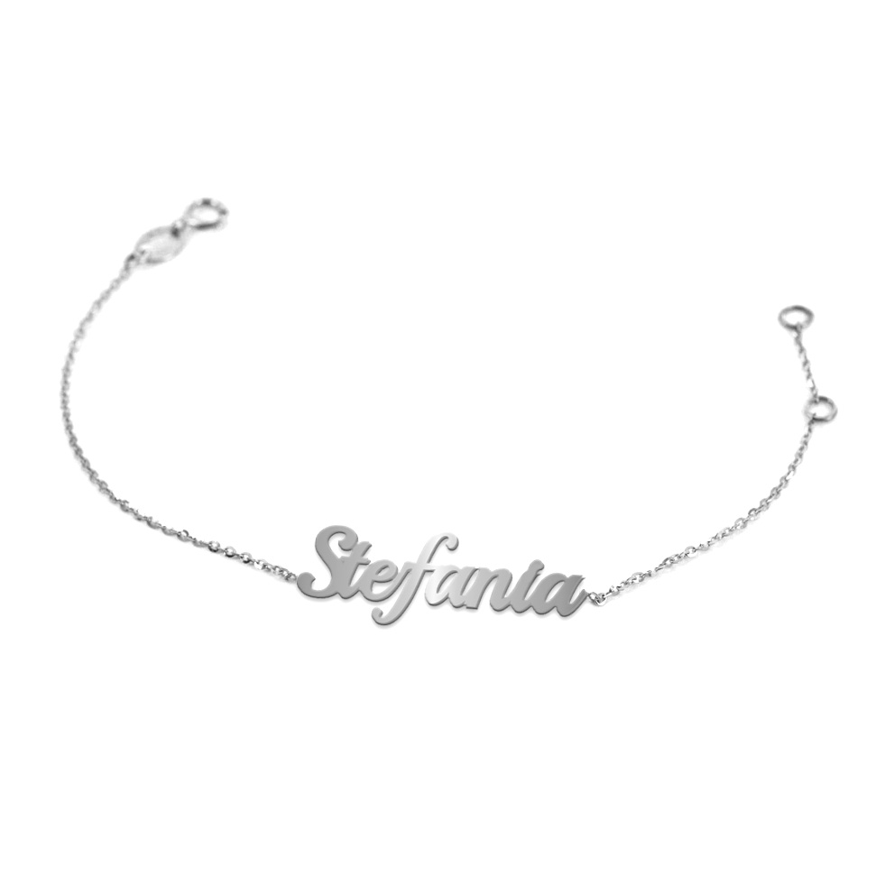 Bracciale da ragazza personalizzato con nome in oro bianco