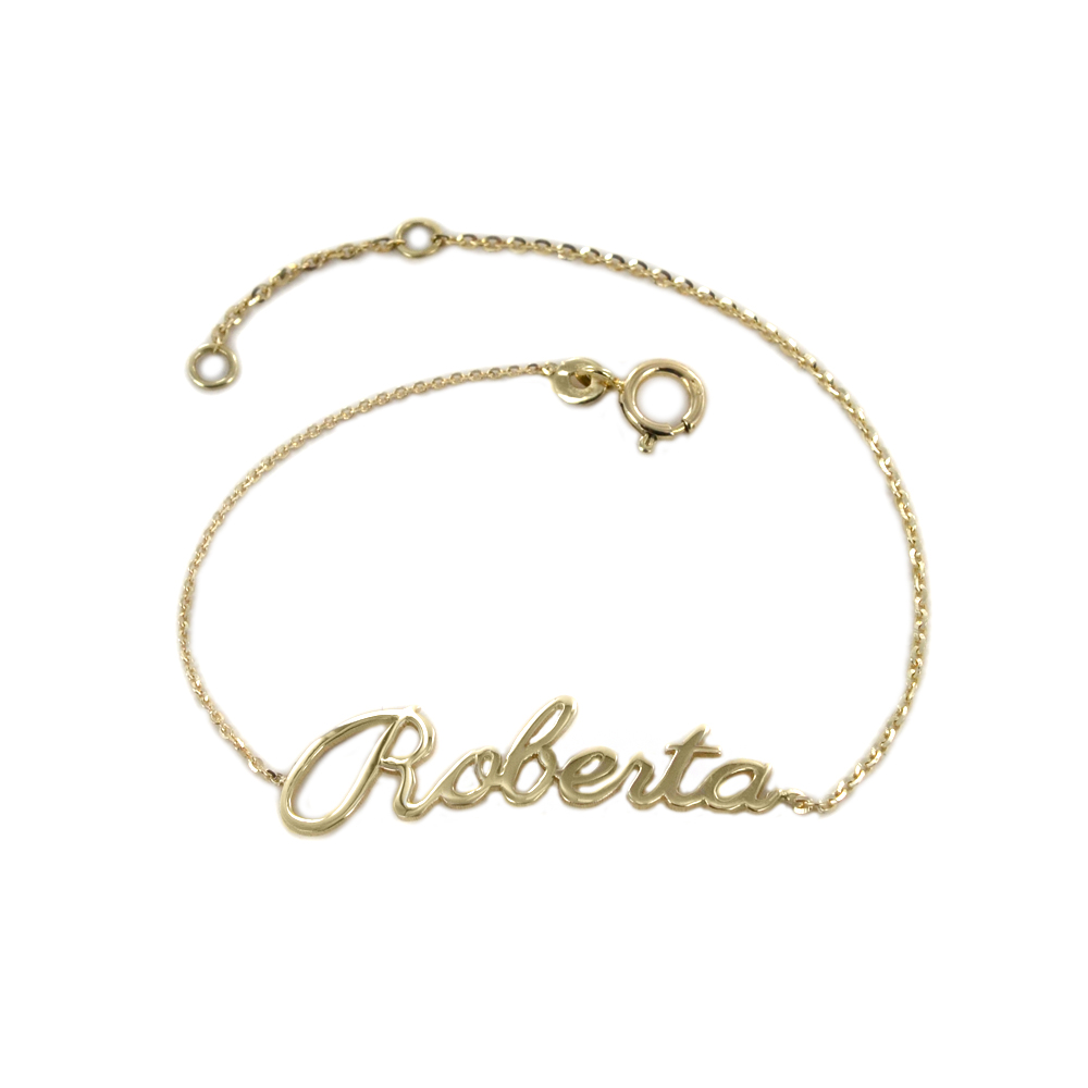 Bracciale da ragazza personalizzato con nome in oro giallo