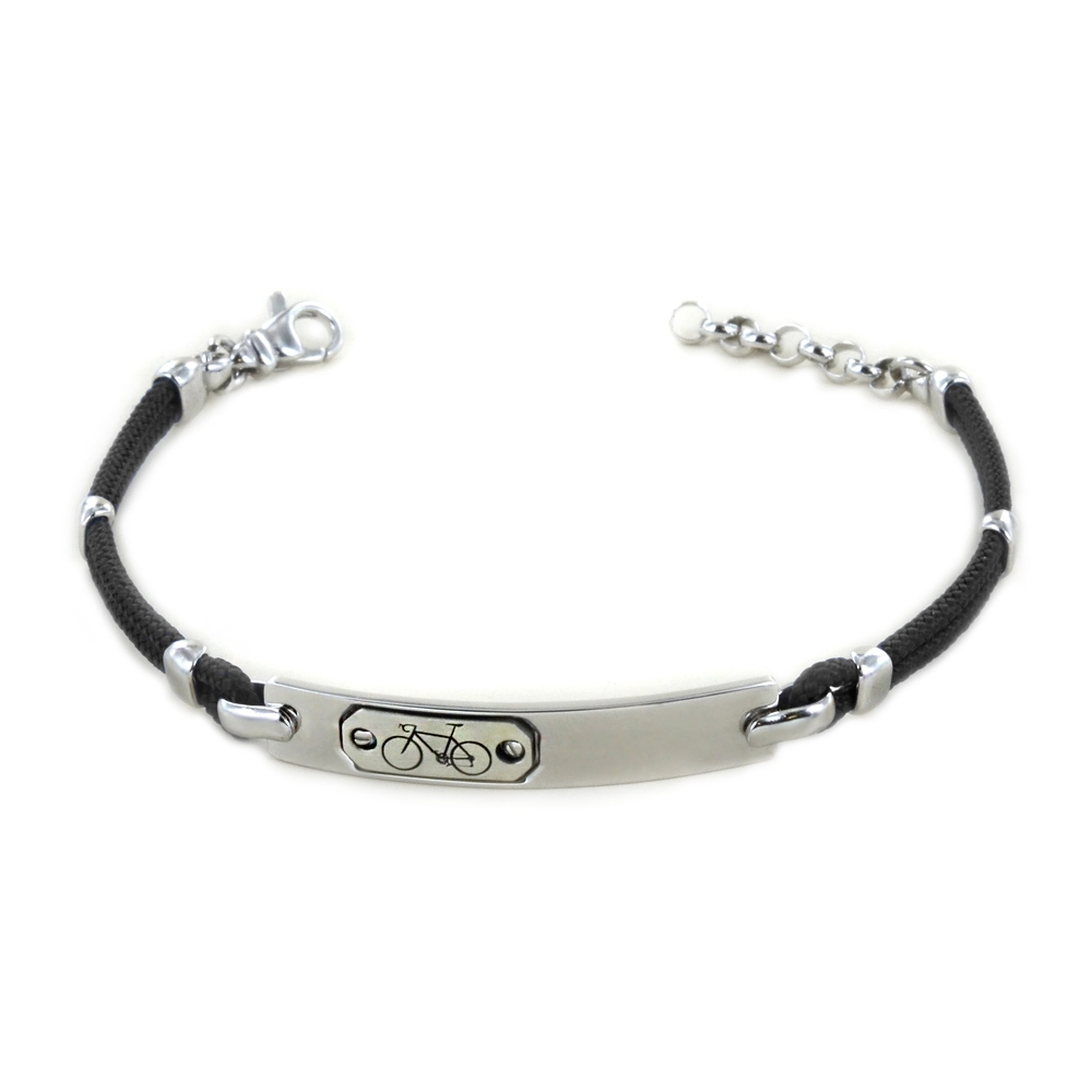 Bracciale da uomo Bicicletta argento e tessuto bracciale sport