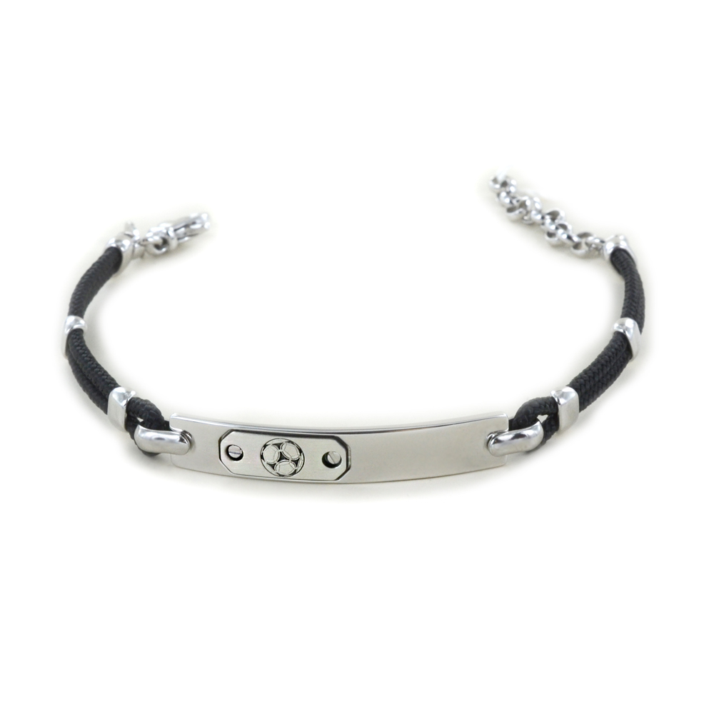 Bracciale da uomo Calcio argento e tessuto bracciale sport