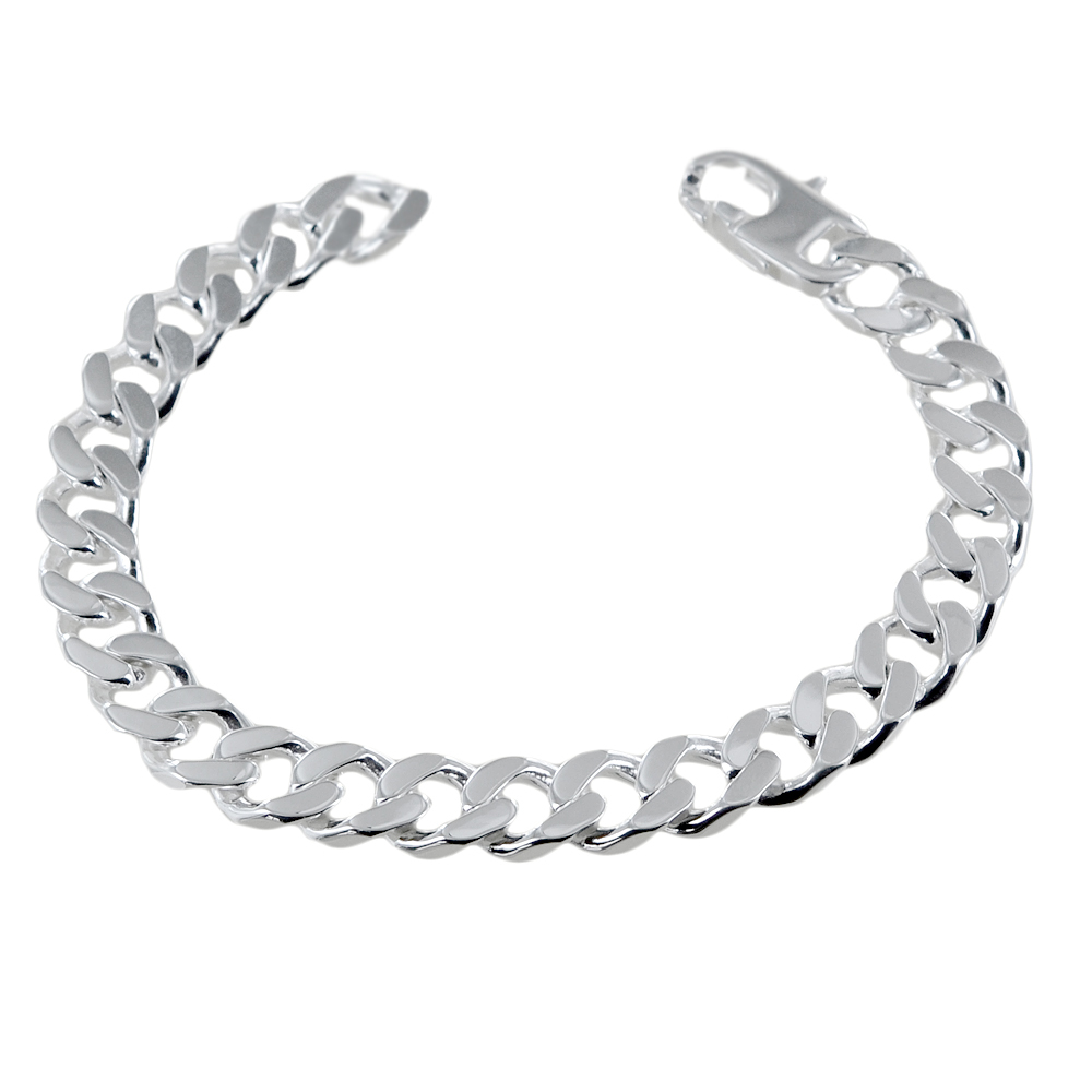 Bracciale da uomo classico in argento maglia groumette quadrata