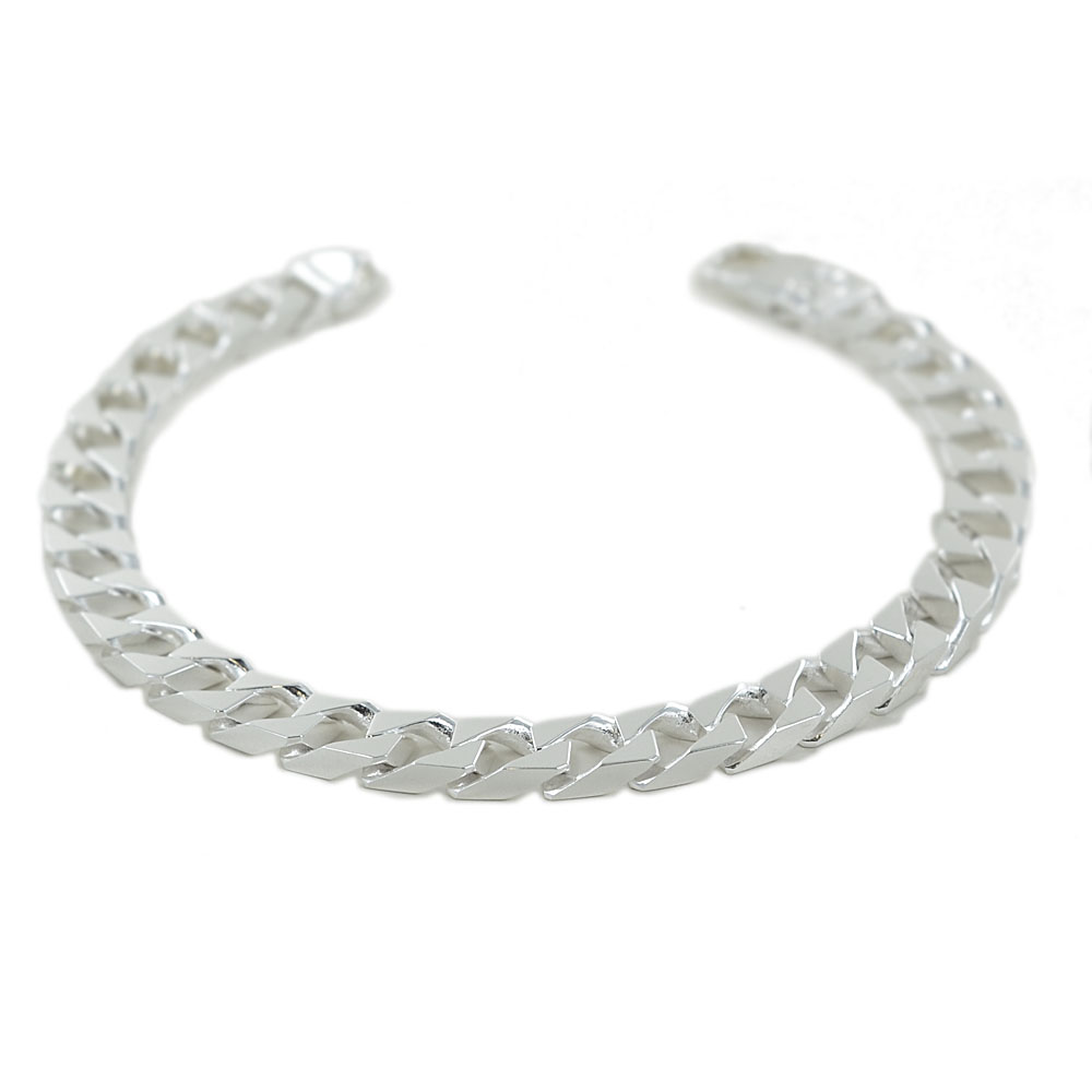 Bracciale da uomo classico in argento maglia groumette quadrata