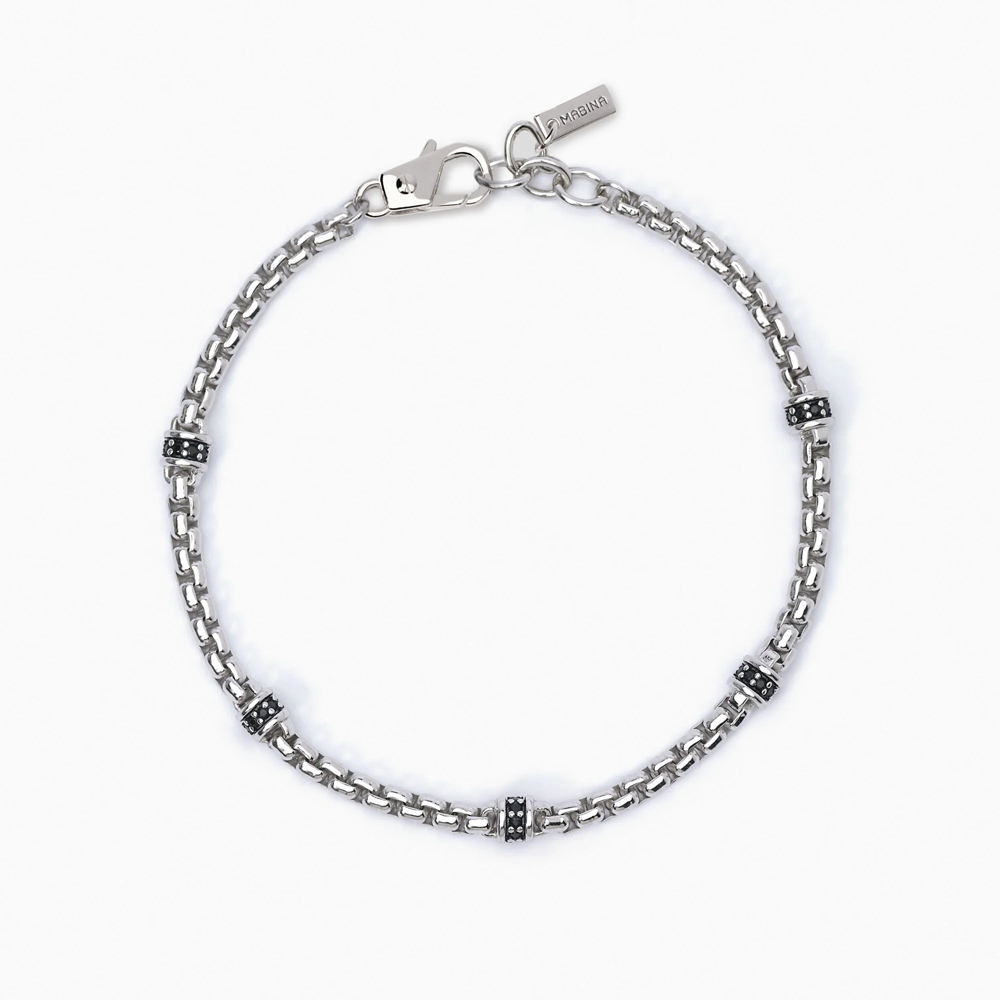 Bracciale da uomo in argento con inserti neri MONTECARLO 533626