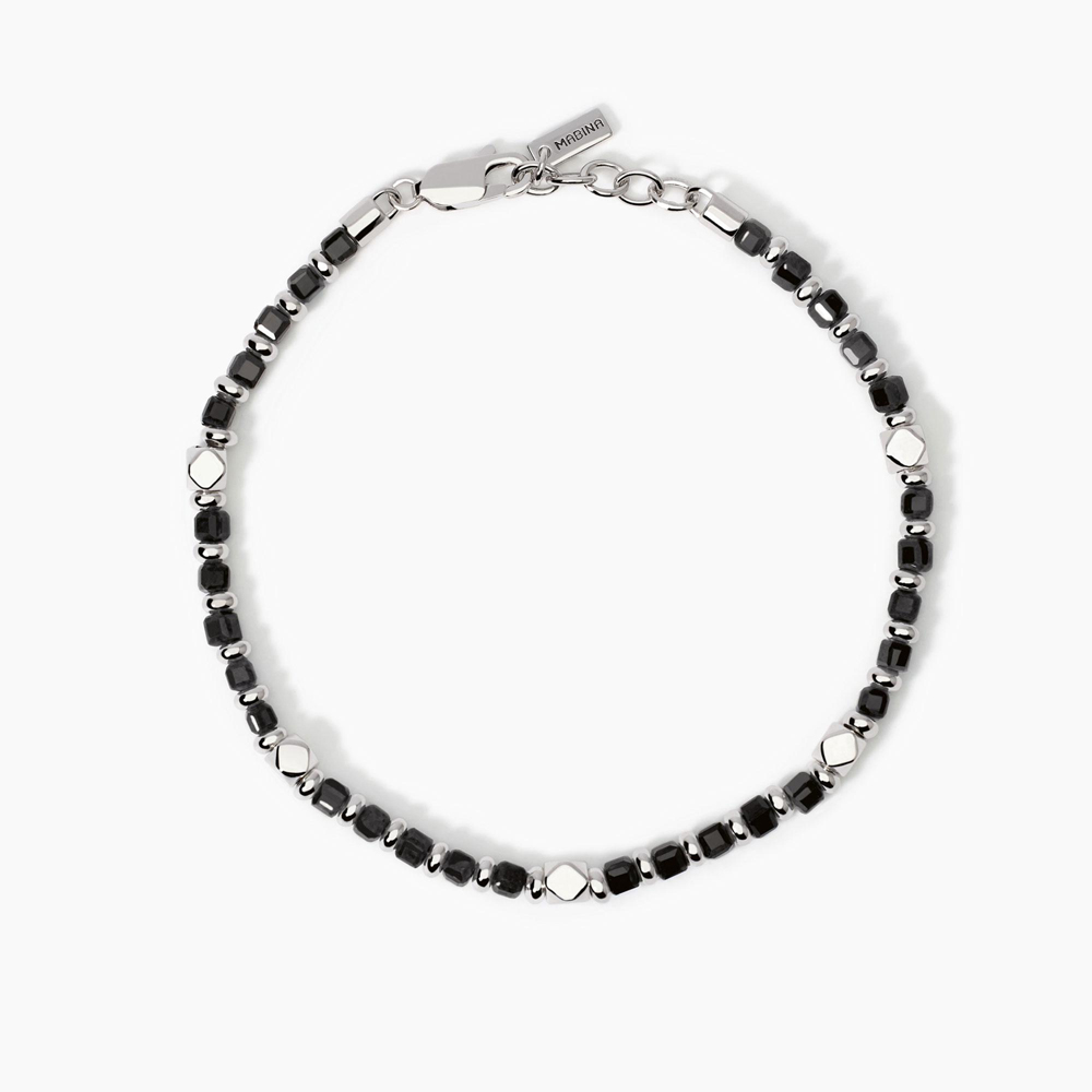 Bracciale da uomo in argento e agata nera California 534004
