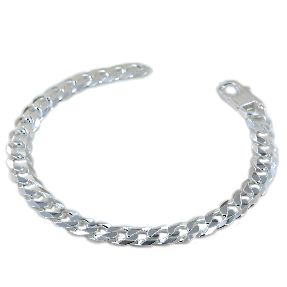 Bracciale da uomo in argento maglia groumette medium 