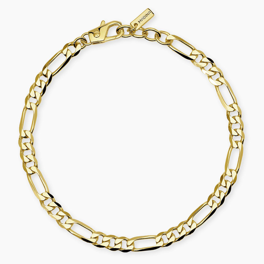 Bracciale da uomo in argento placcato oro giallo catena figaro 534159