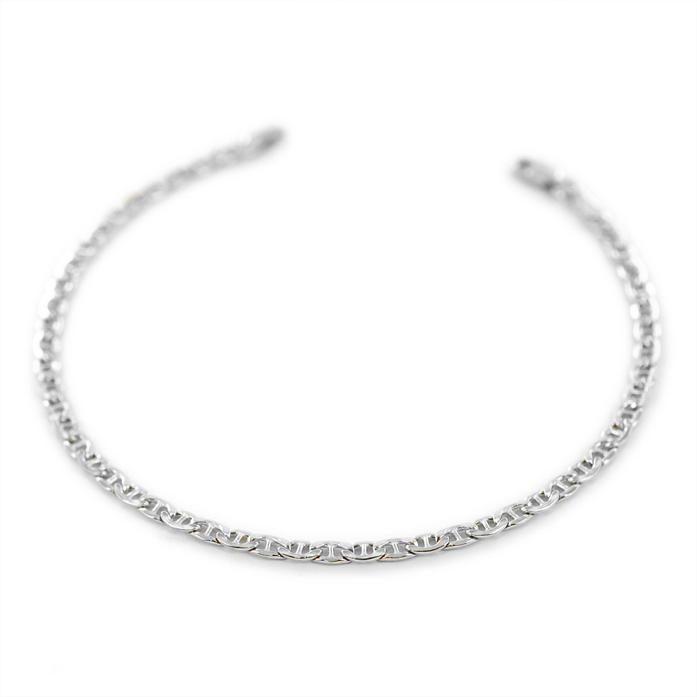 Bracciale da uomo in oro bianco a maglia traversino