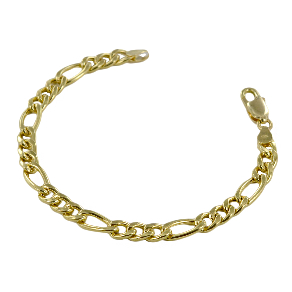 Bracciale da uomo in oro giallo a maglia groumette alternata