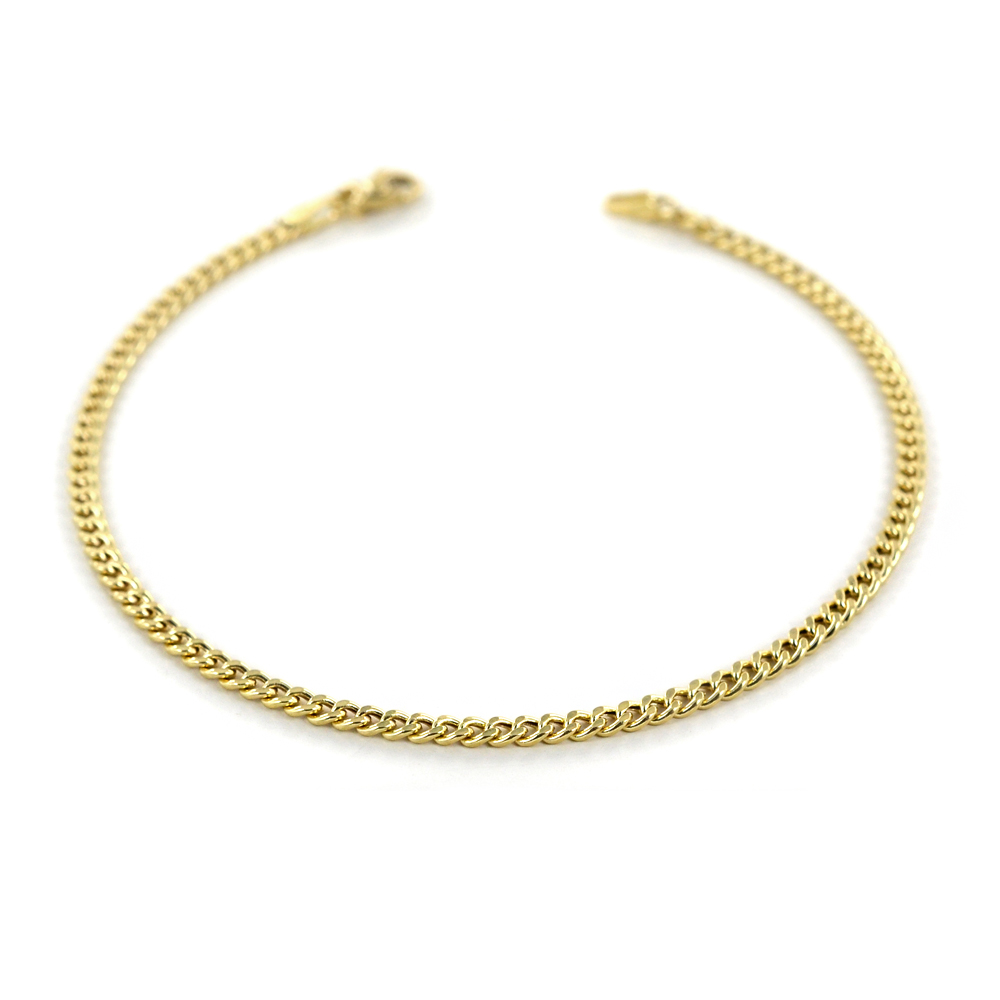 Bracciale da uomo in oro giallo a maglia groumette sottile 19 cm