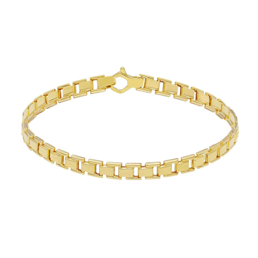 Bracciale da uomo in oro giallo a maglia quadrata 