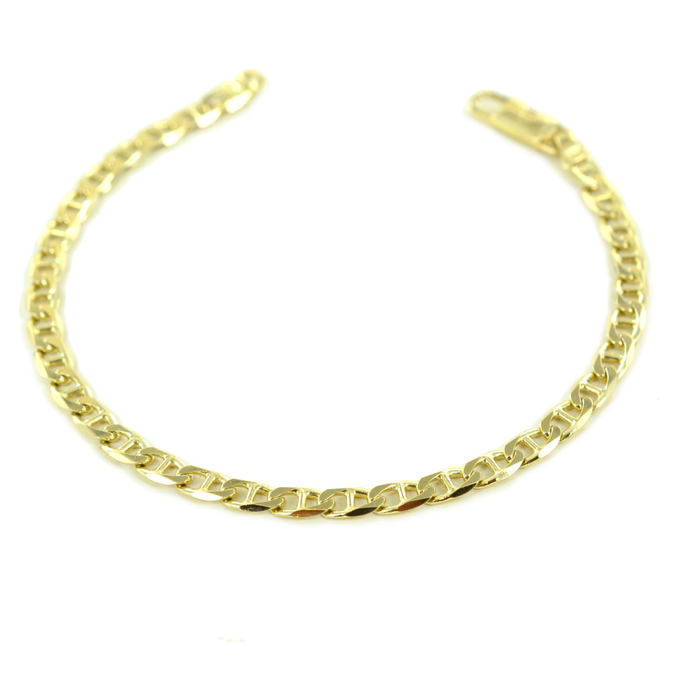 Bracciale da uomo in oro giallo a maglia traversino