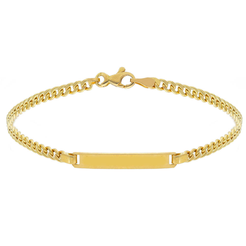 Bracciale da uomo in oro giallo con targhetta maglia groumette 18 cm MEDIUM