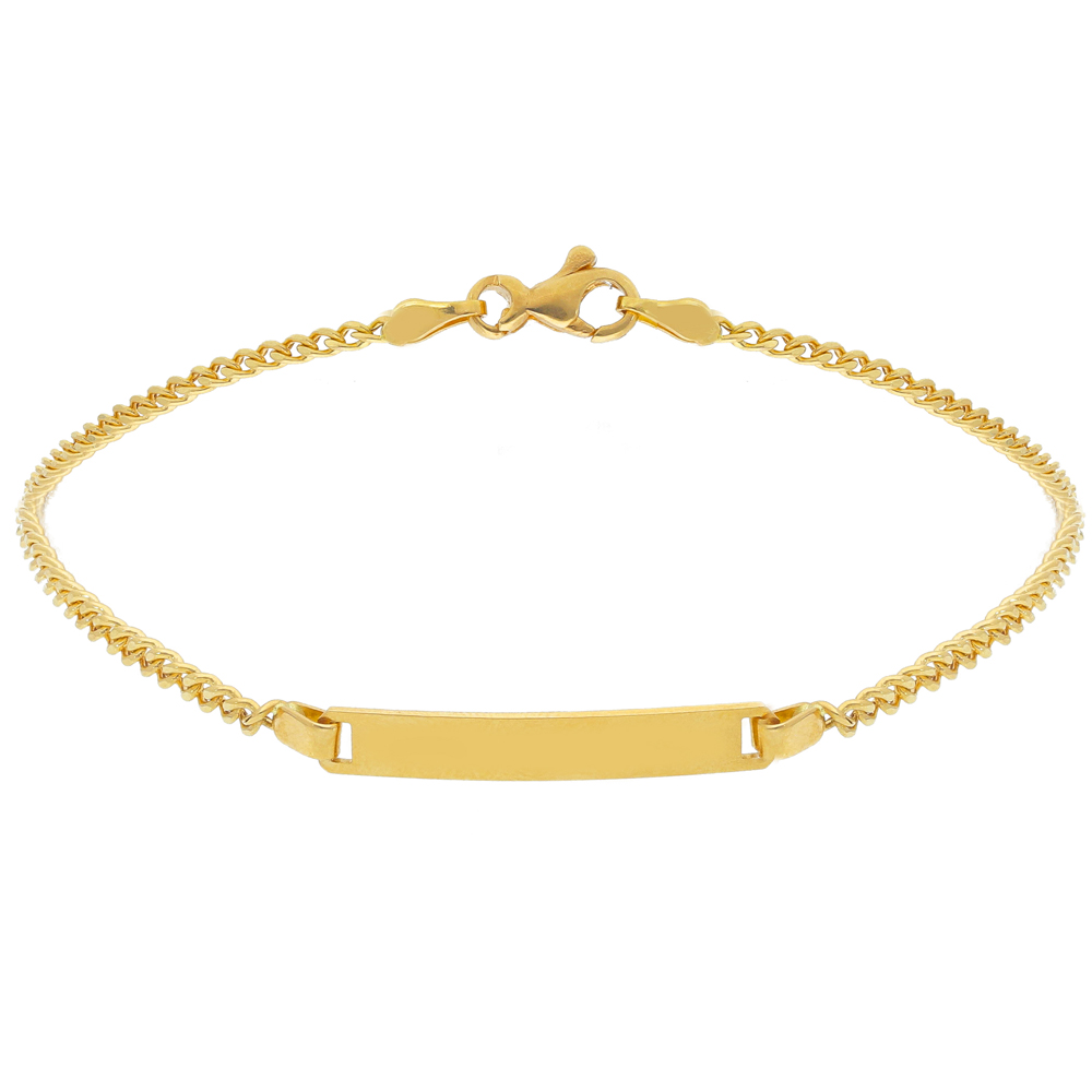 Bracciale da uomo in oro giallo con targhetta maglia groumette 18 cm SMALL