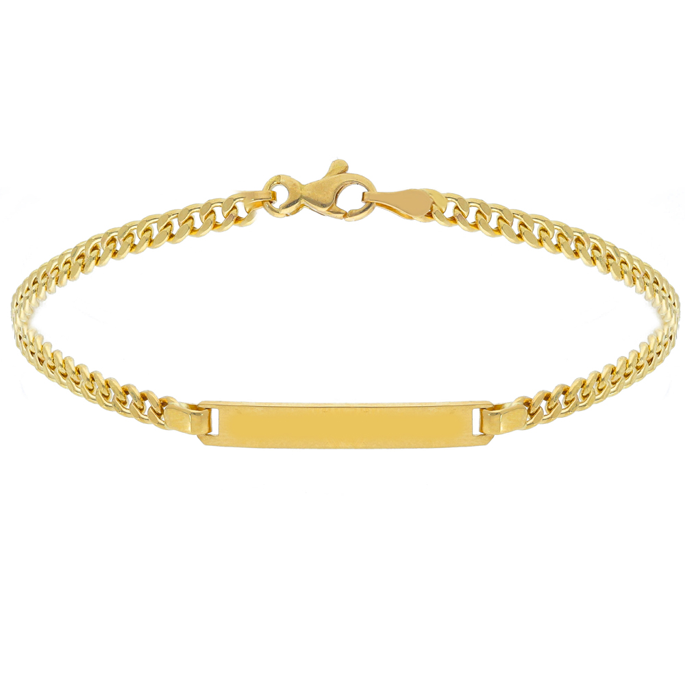 Bracciale da uomo in oro giallo con targhetta maglia groumette 21 cm SMALL