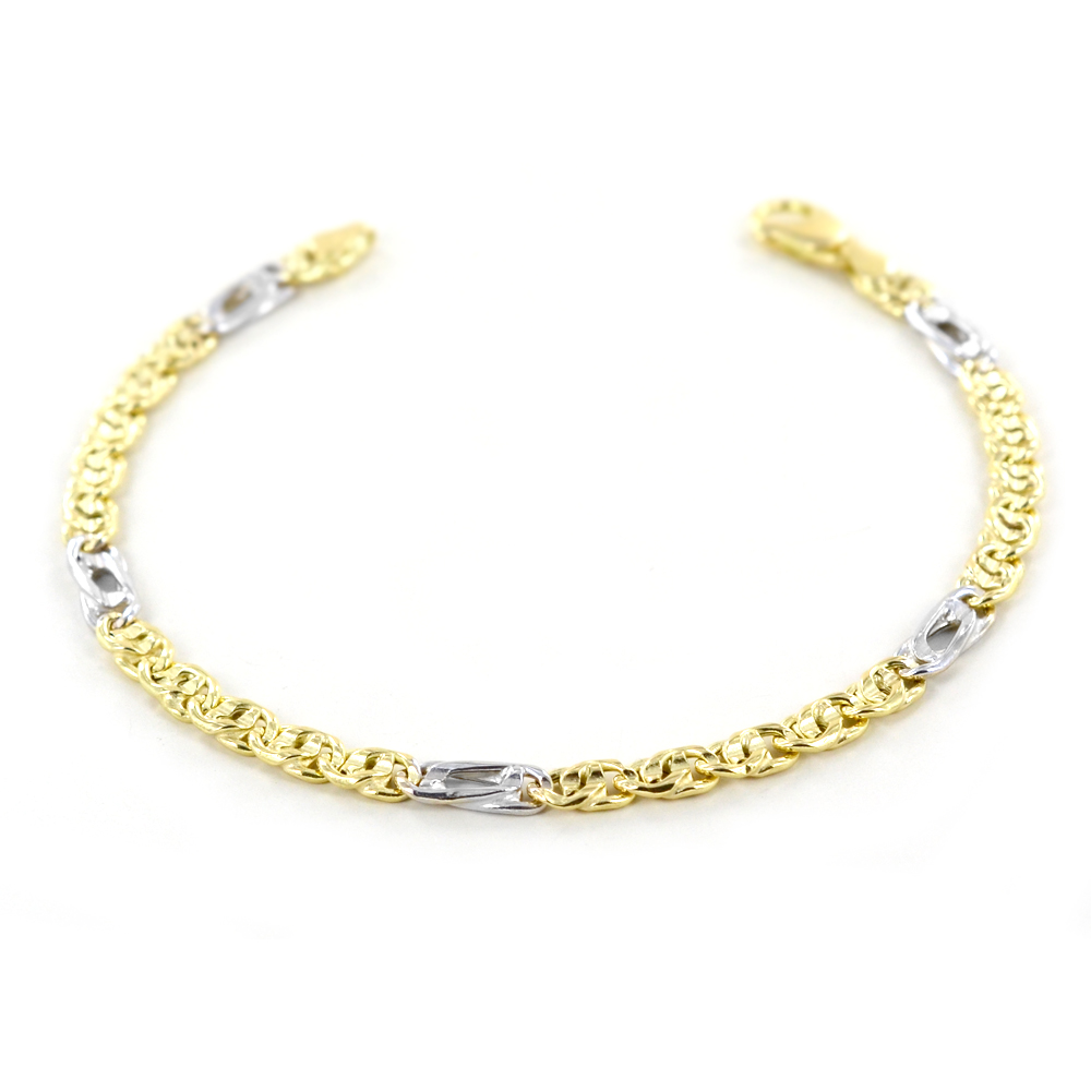 Bracciale da uomo in oro giallo e bianco occhio di pernice