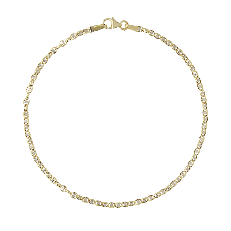 Bracciale da uomo maglia marina bicolore in oro giallo 19 cm