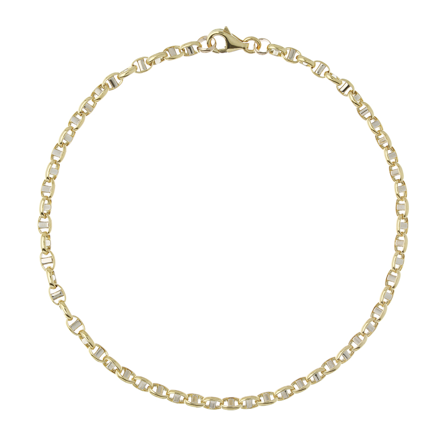 Bracciale da uomo maglia marina bicolore in oro giallo 19 cm