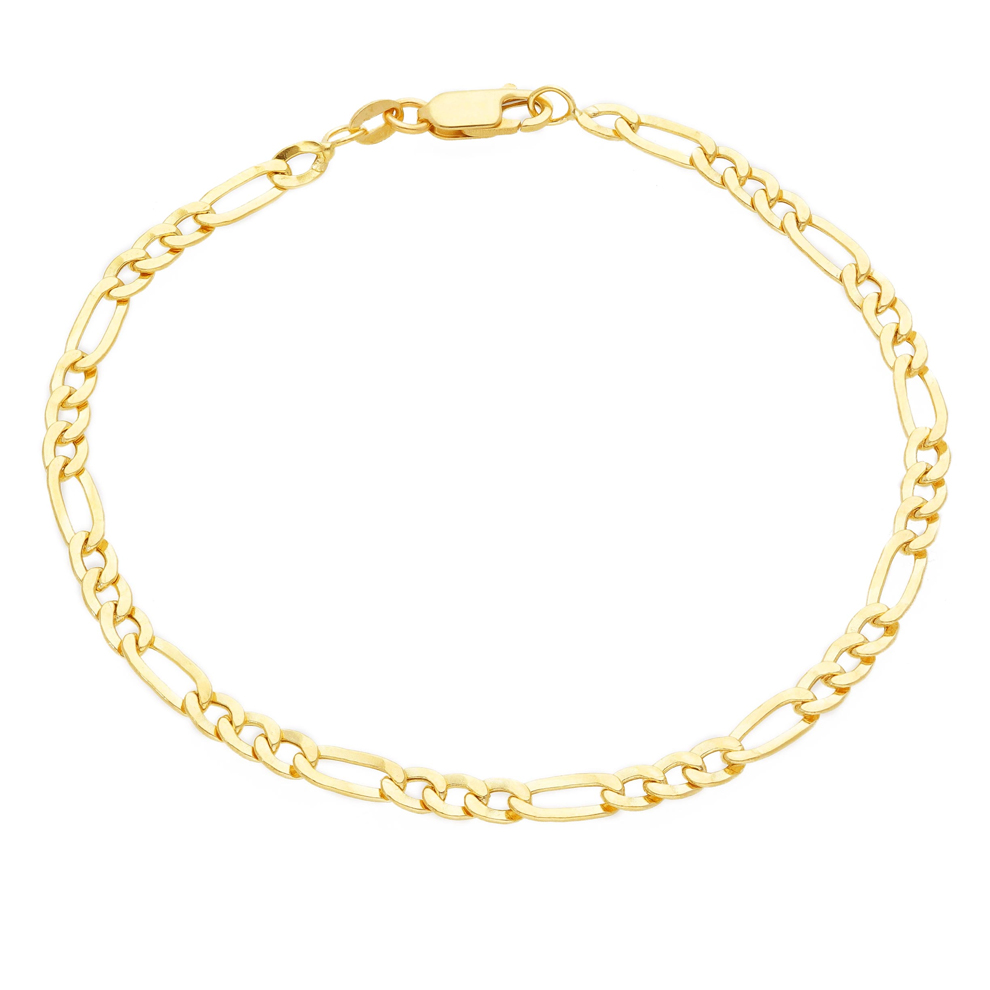 Bracciale da uomo medio in oro 20.50 cm groumette alternata specchio