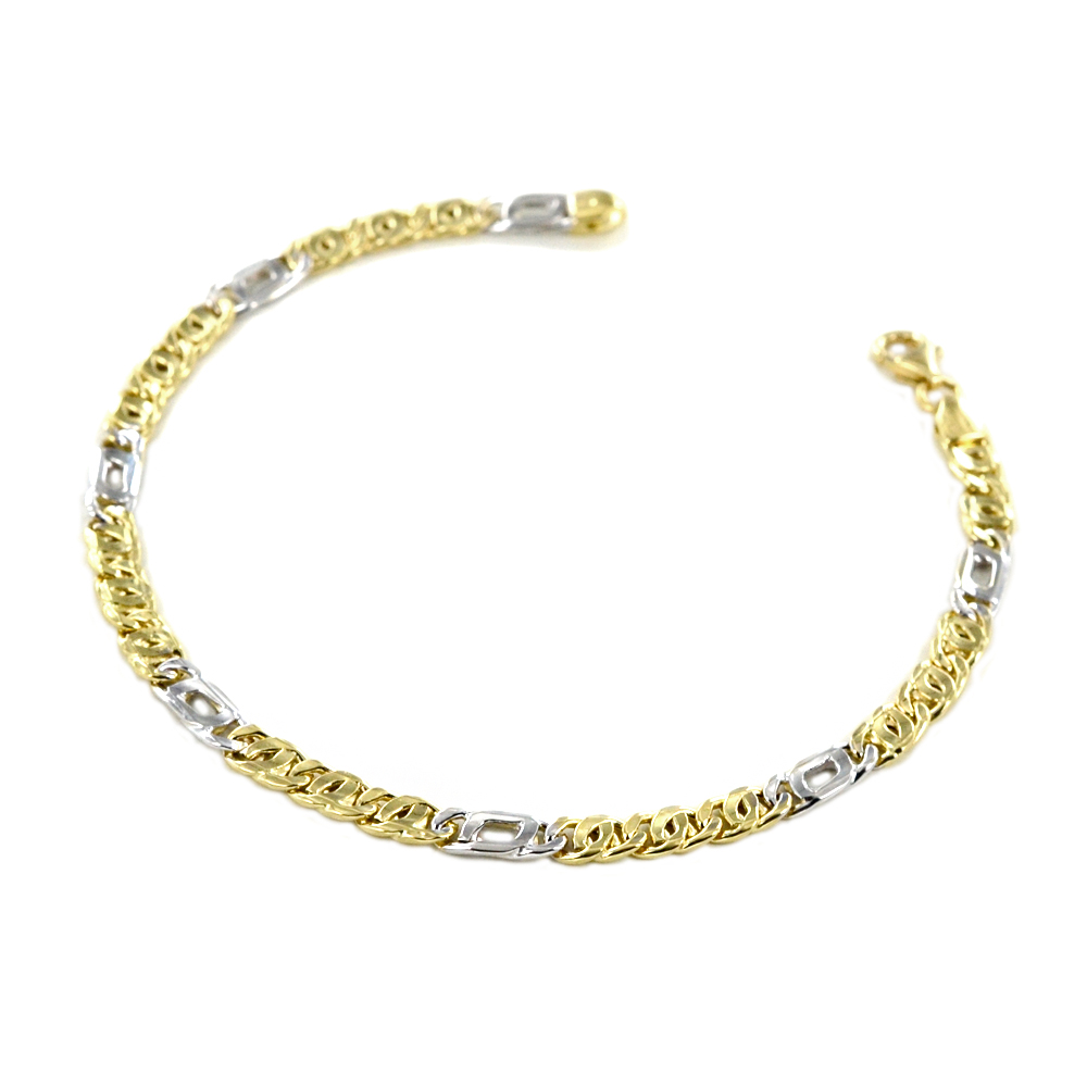 Bracciale da uomo medio in oro giallo e bianco occhio di pernice 