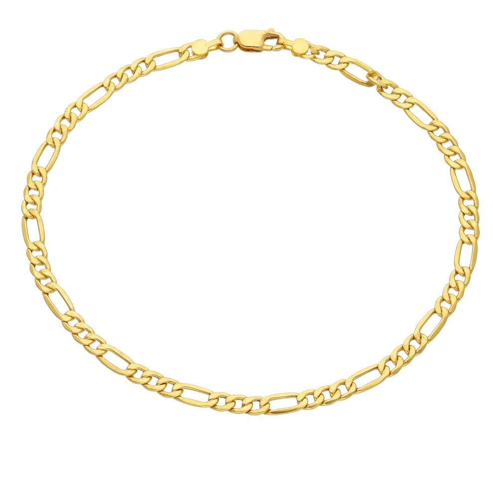 Bracciale da uomo sottile in oro 20.50 cm groumette alternata specchio