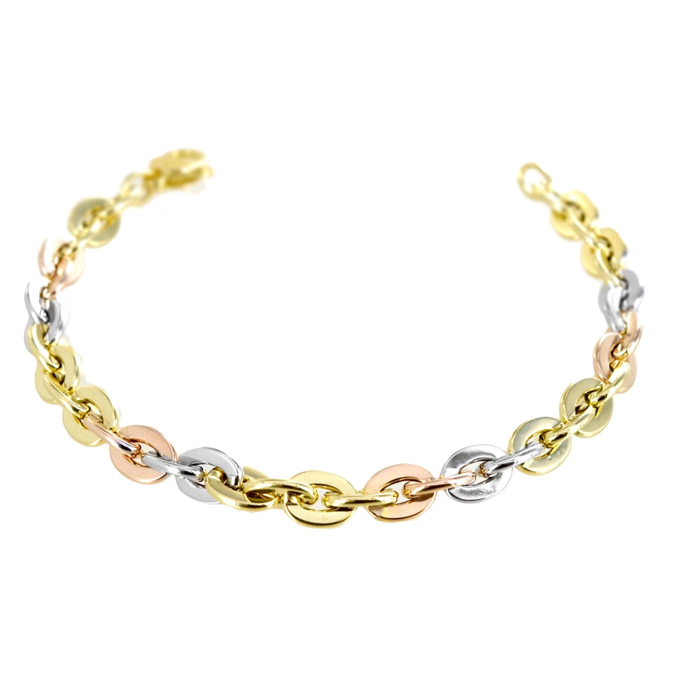 Bracciale Donna a catena in oro giallo bianco e rosa